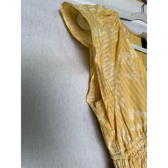 NWT Women's Short Sleeve Smocked Yellow Midi A-Line Dress Universal Thread XS - Picture 9 of 15